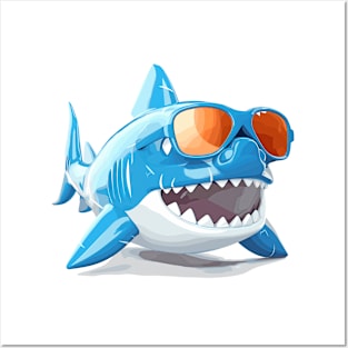 Cool Shark On Vacation Cute Adorable Fun Discovery Posters and Art